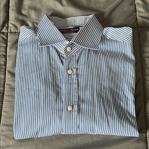 Ralph Lauren Purple Label Striped Dress Shirt Size 16